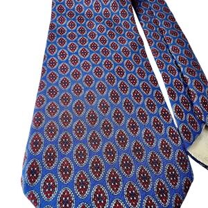 Christian Dior Le‎ Connaisseur Blue Red Silk Geometric Medallion Tie Italian